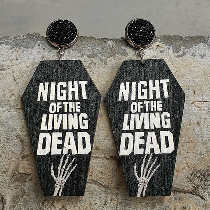 Coffin Shape Wooden Dangle Earrings-Teresa&#39;s Fashionista LLC