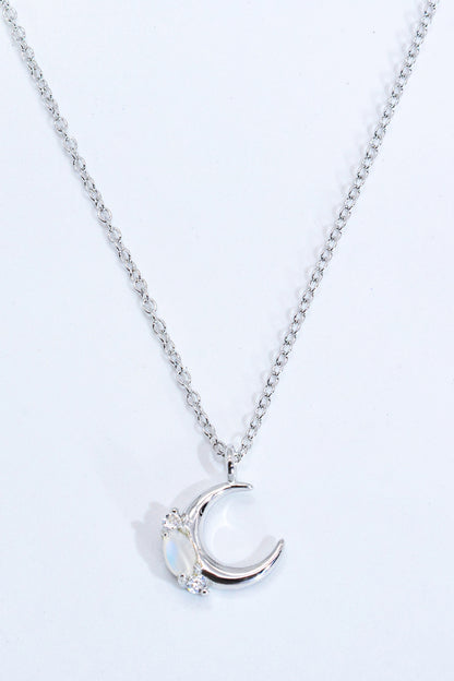 Natural Moonstone Moon Pendant Necklace-Teresa&#39;s Fashionista LLC