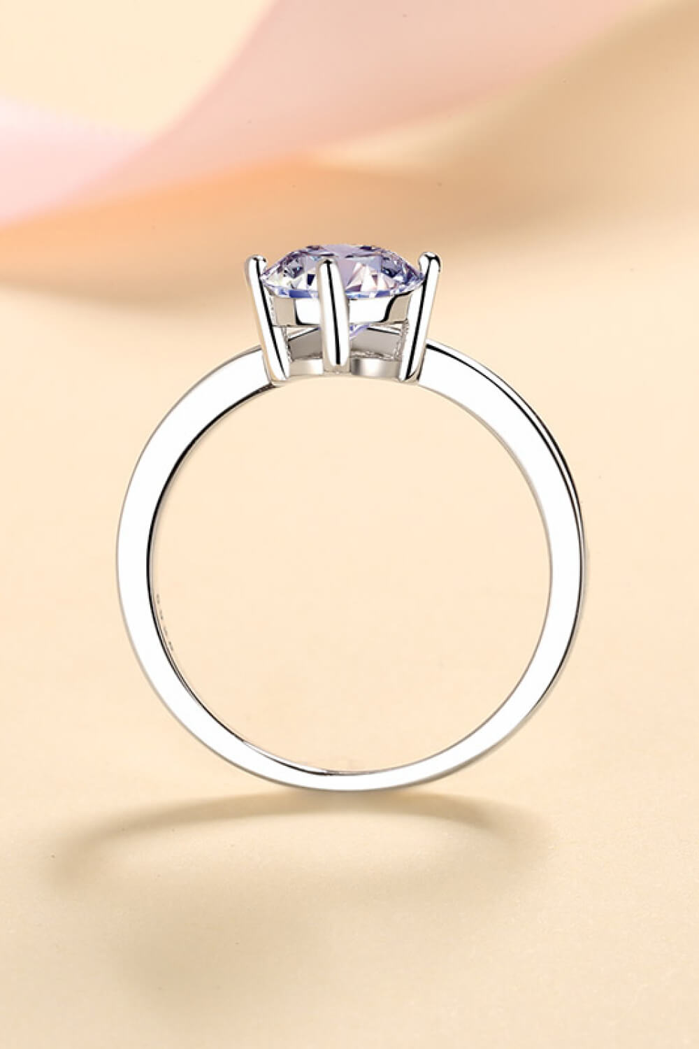 925 Sterling Silver Ring with 1 Carat Moissanite-Teresa&#39;s Fashionista LLC