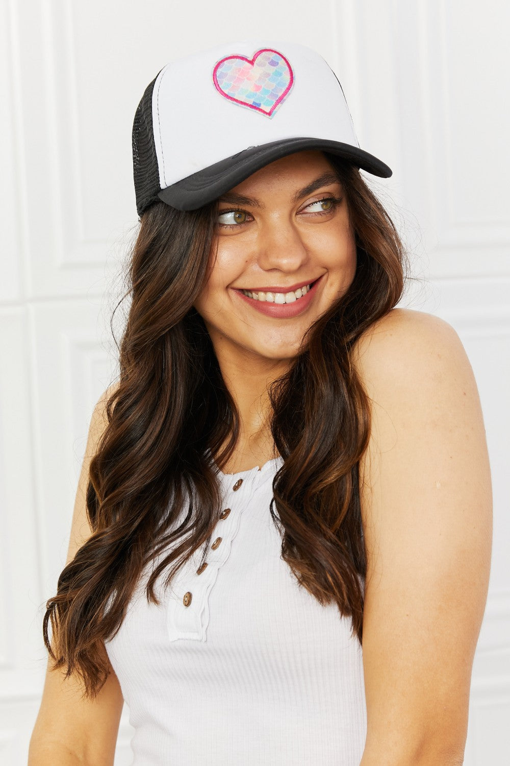 Fame Falling For You Trucker Hat in Black-Teresa&#39;s Fashionista LLC