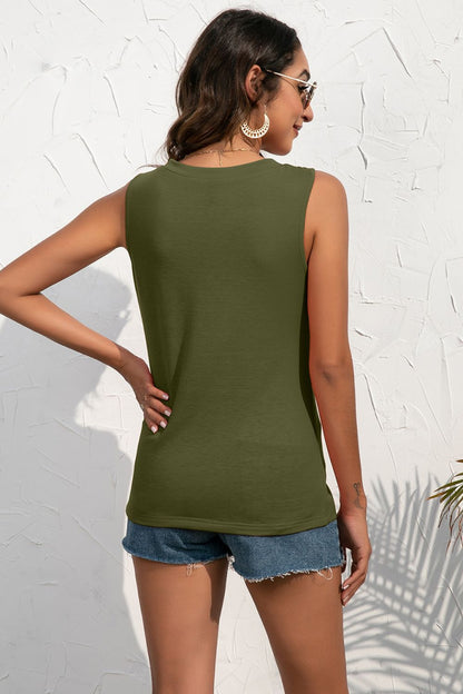 Buttoned Deep V Tank-Teresa&#39;s Fashionista LLC