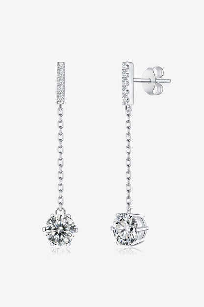 6-Prong Round Moissanite Drop Earrings-Teresa&#39;s Fashionista LLC