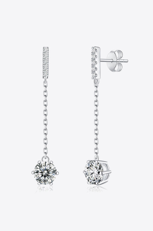 6-Prong Round Moissanite Drop Earrings-Teresa&#39;s Fashionista LLC