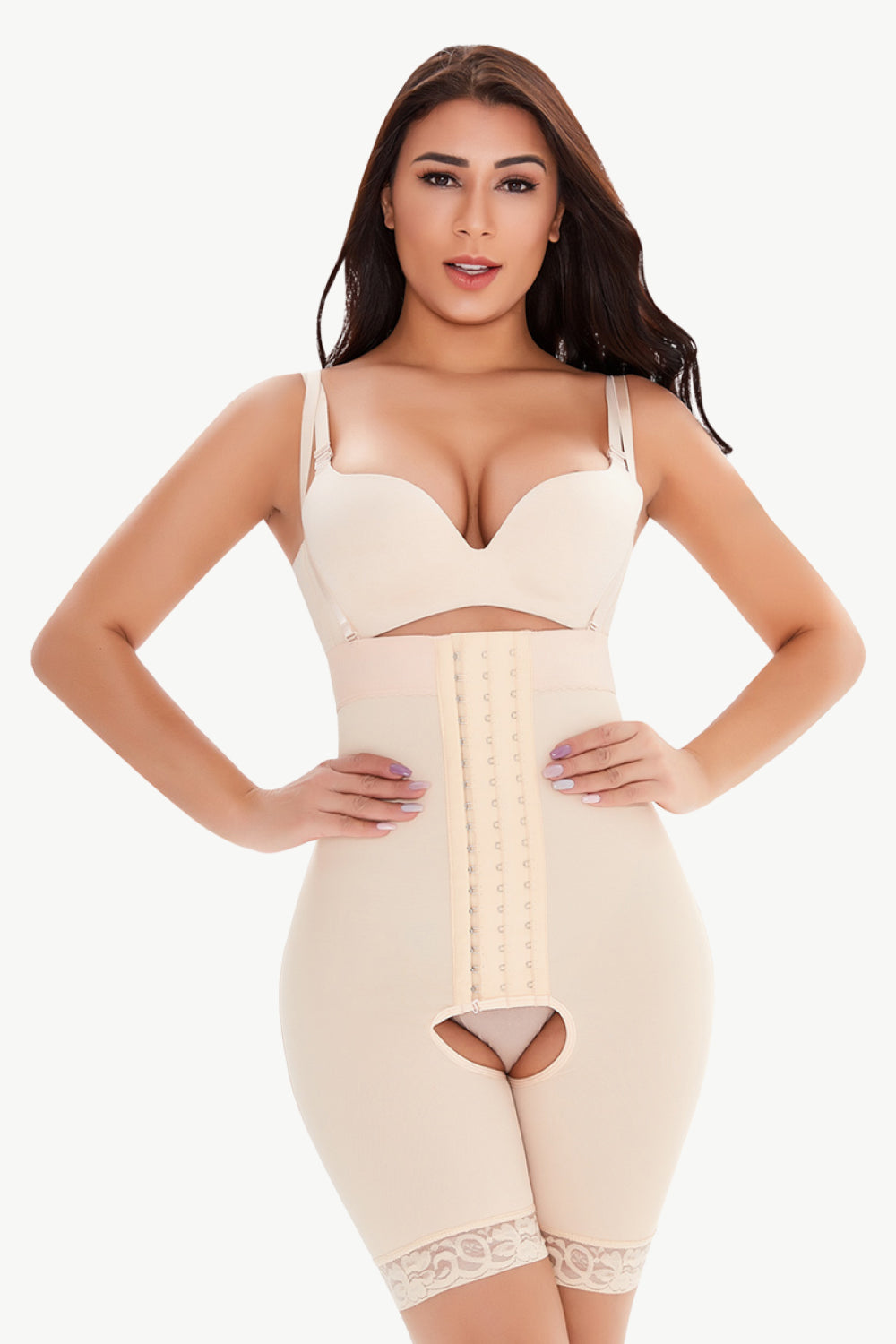 Full Size Hook-and-Eye Lace Trim Shaping Bodysuit-Teresa&#39;s Fashionista LLC