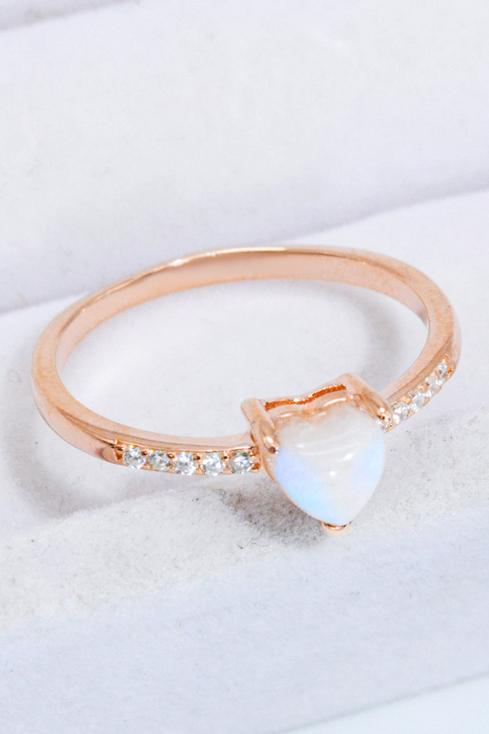 Natural Moonstone Heart 18K Rose Gold-Plated Ring-Teresa&#39;s Fashionista LLC