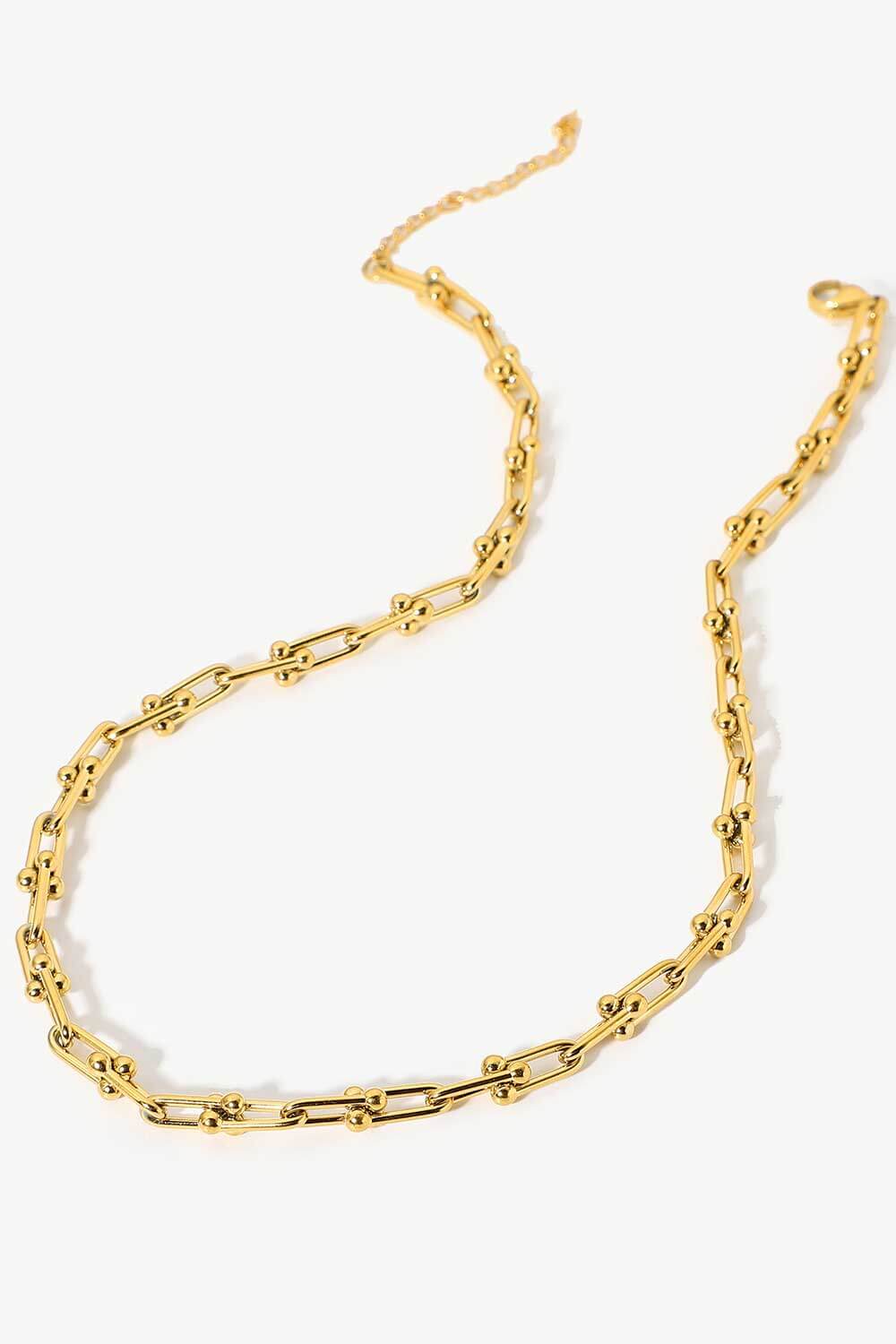 18K Stainless Steel U-Shape Chain Necklace-Teresa&#39;s Fashionista LLC