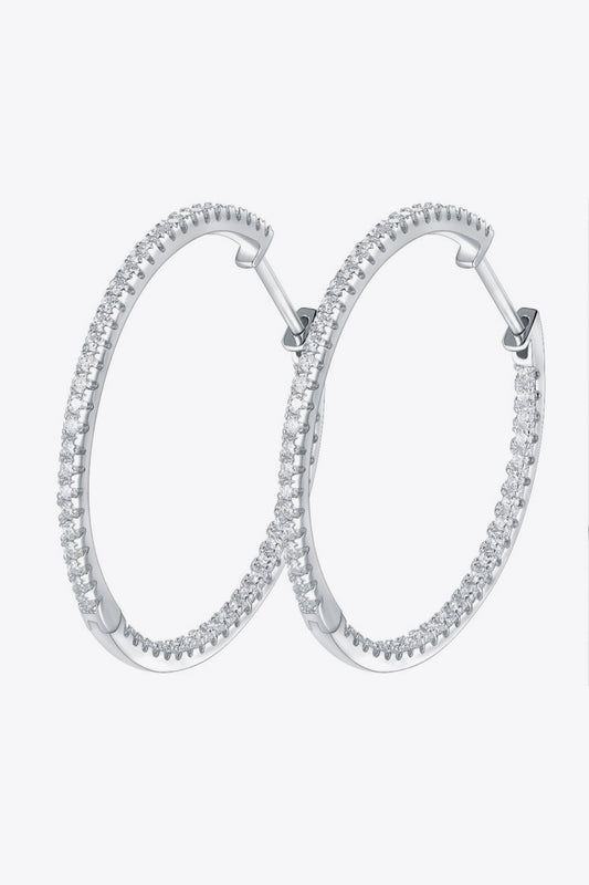 Inlaid Moissanite 925 Sterling Silver Hoop Earrings-Teresa&#39;s Fashionista LLC