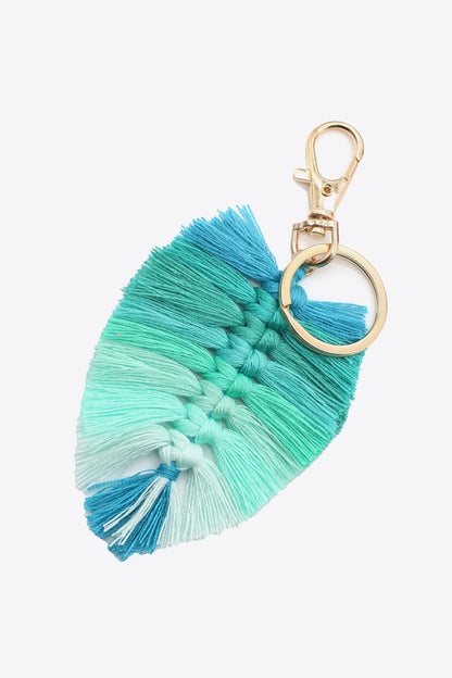 Assorted 4-Pack Leaf Shape Fringe Keychain-Teresa&#39;s Fashionista LLC