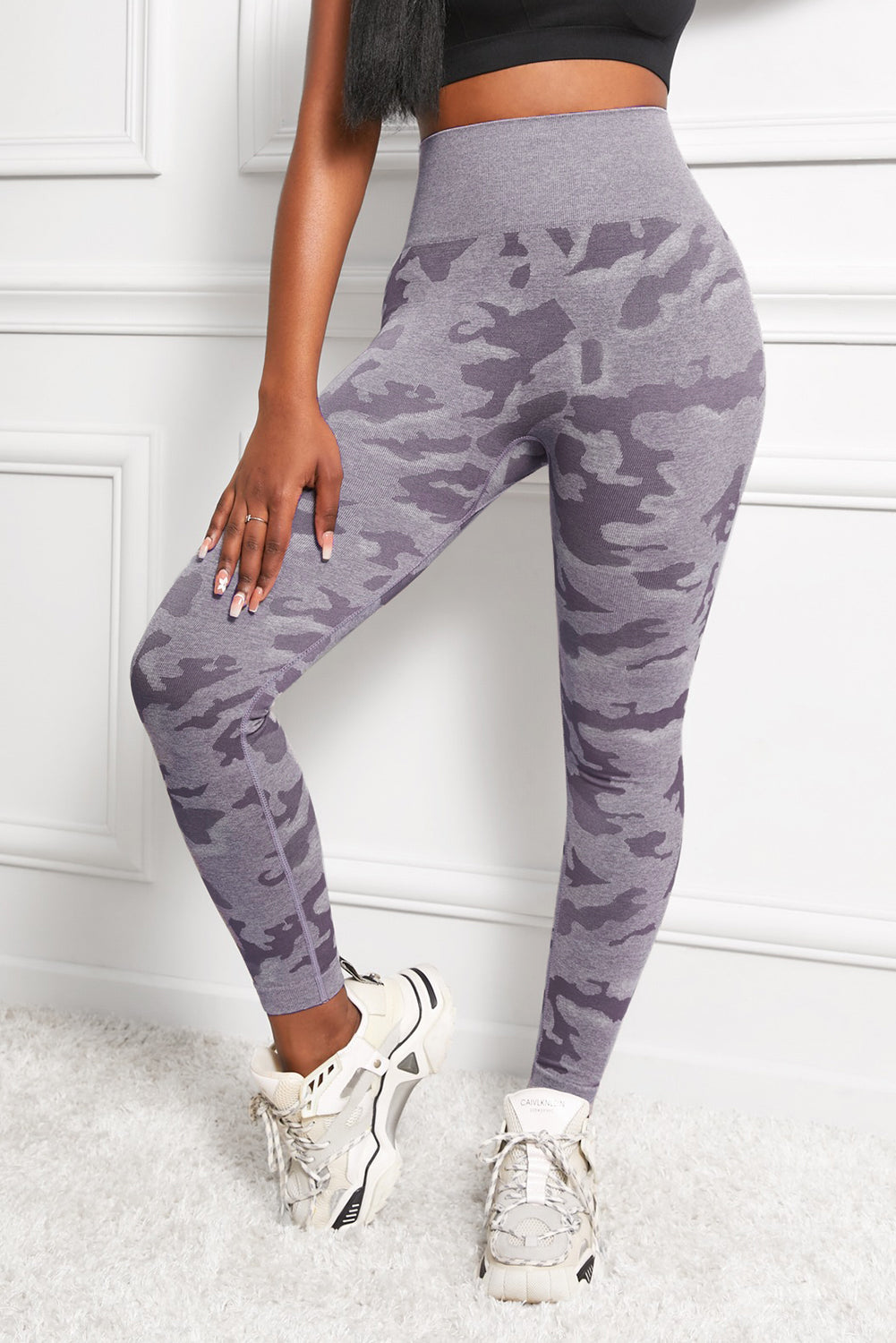 Camo Print Seamless High Waist Yoga Leggings-Teresa&#39;s Fashionista LLC