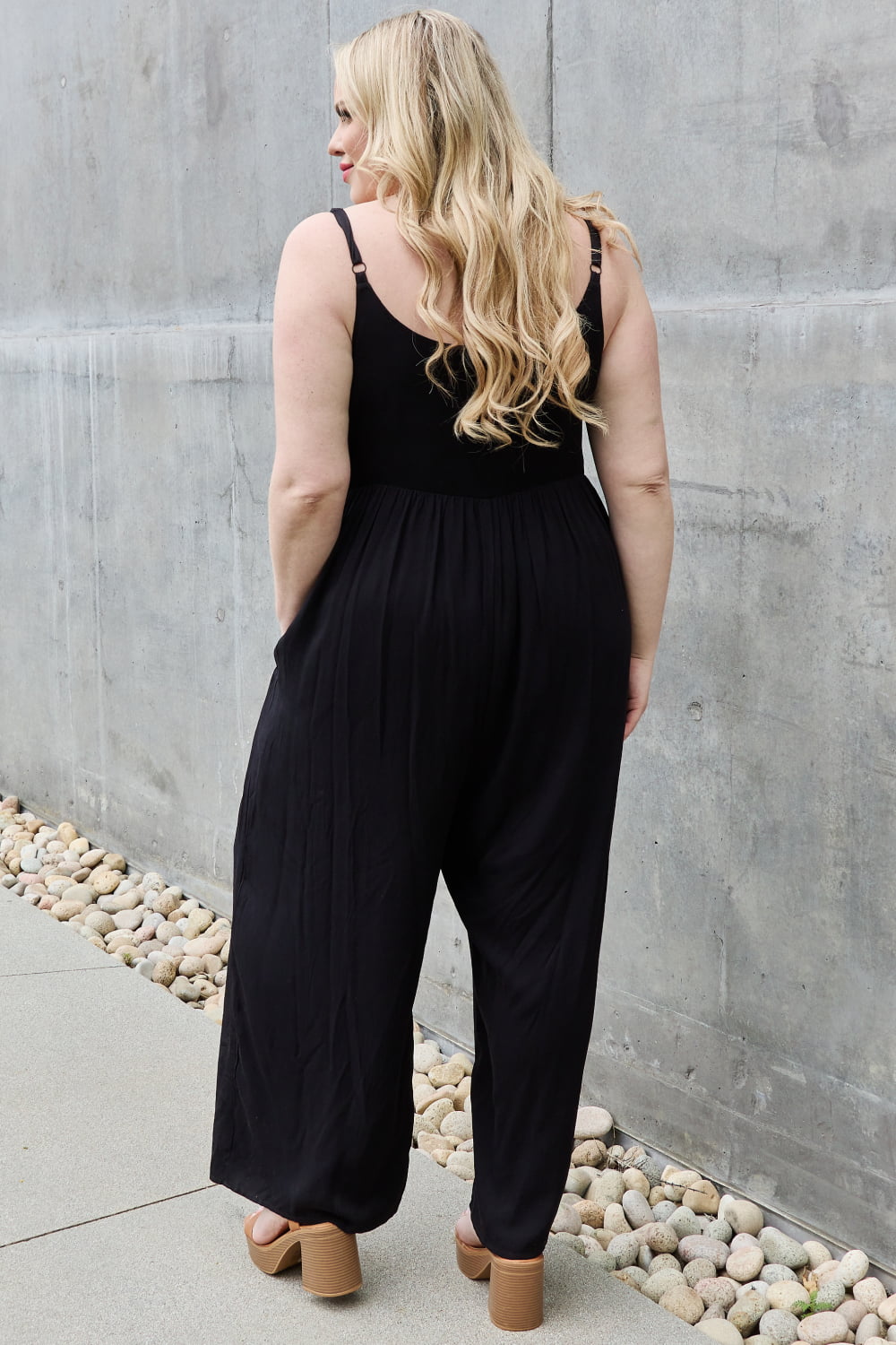 HEYSON All Day Full Size Wide Leg Button Down Jumpsuit in Black-Teresa&#39;s Fashionista LLC