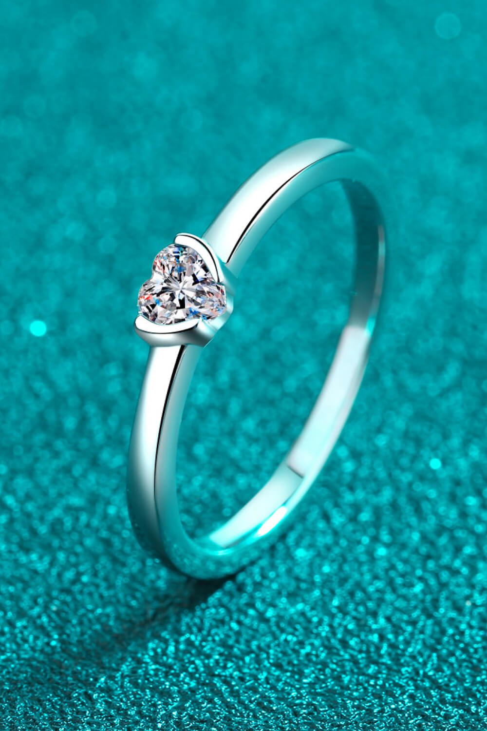 Heart-Shaped Moissanite Solitaire Ring-Teresa&#39;s Fashionista LLC