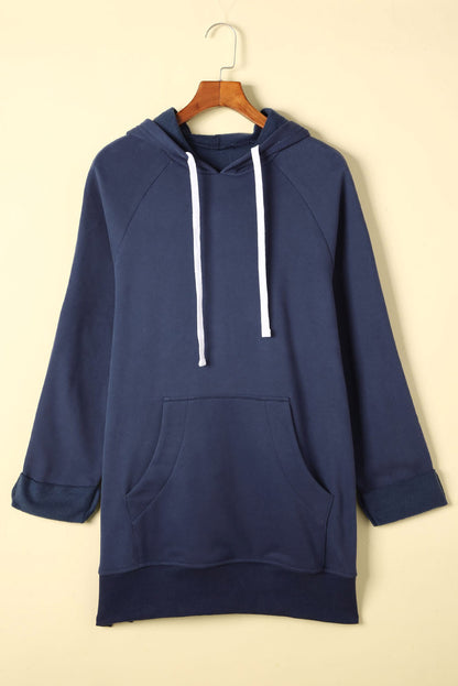 Side Slit Raglan Sleeve Hoodie-Teresa&#39;s Fashionista LLC