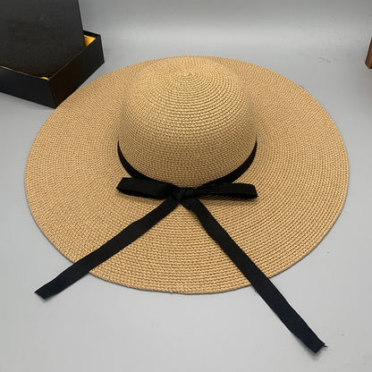 Bow Paper Braided Wide Brim Hat-Teresa&#39;s Fashionista LLC