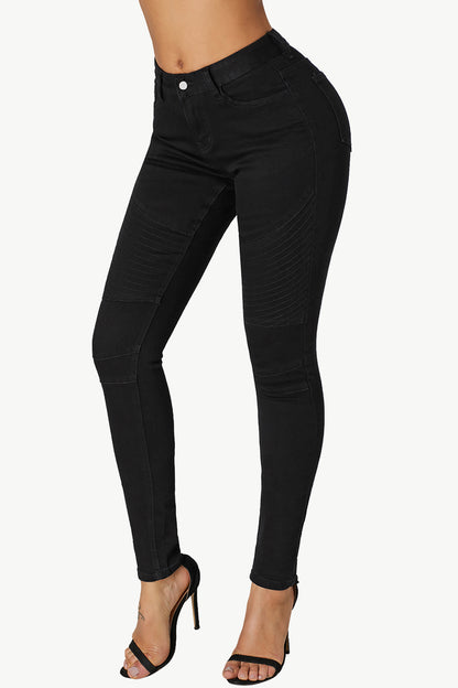 Mid-Rise Waist Skinny Pocketed Jeans-Teresa&#39;s Fashionista LLC