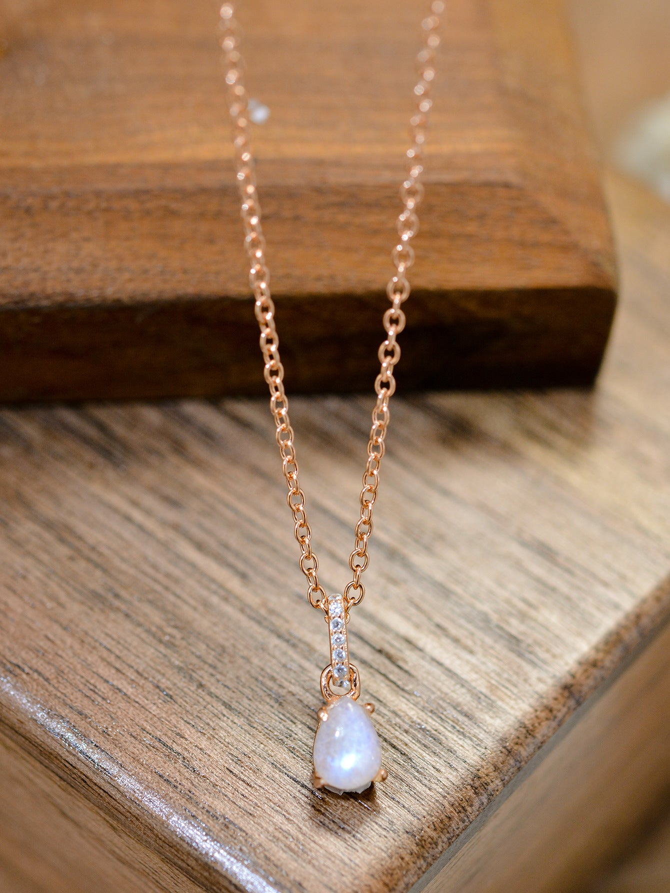 Moonstone Teardrop Pendant Necklace-Teresa&#39;s Fashionista LLC