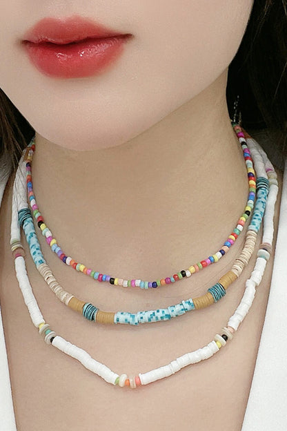 Multicolored Bead Necklace Three-Piece Set-Teresa&#39;s Fashionista LLC