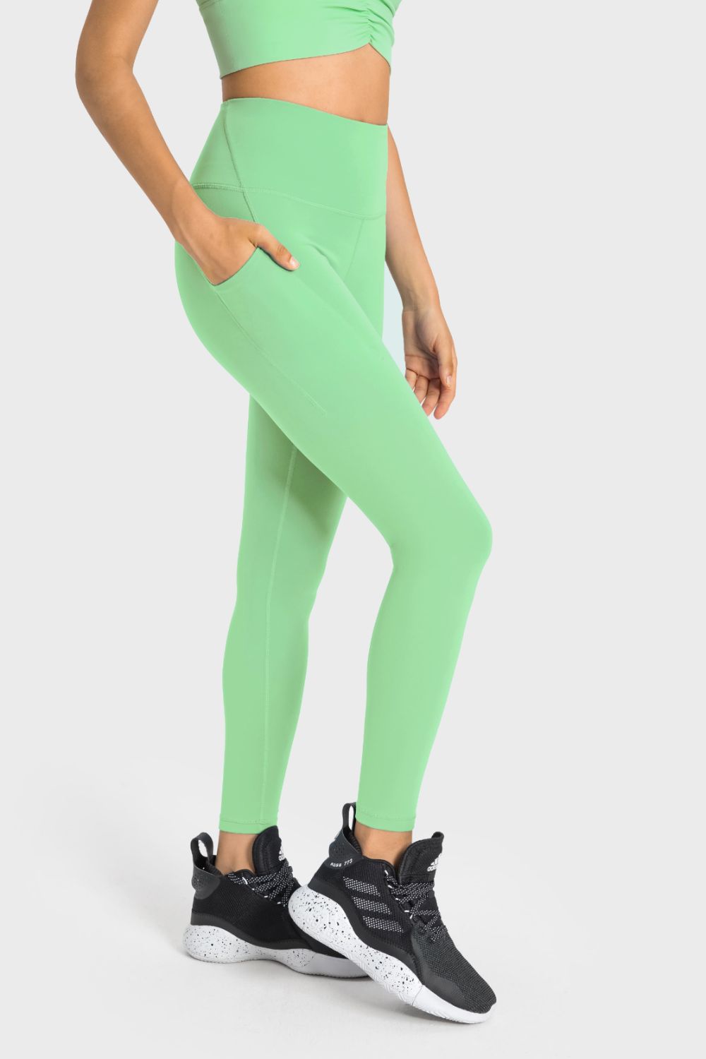 High-Rise Wide Waistband Pocket Yoga Leggings-Teresa&#39;s Fashionista LLC