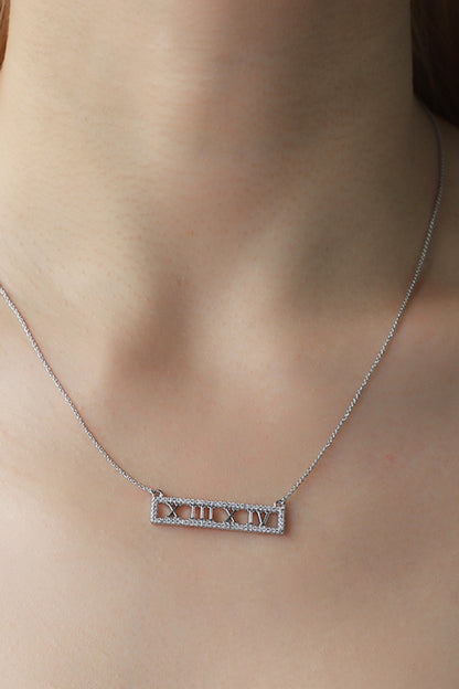 Inlaid Cubic Zirconia Bar Pendant Necklace-Teresa&#39;s Fashionista LLC