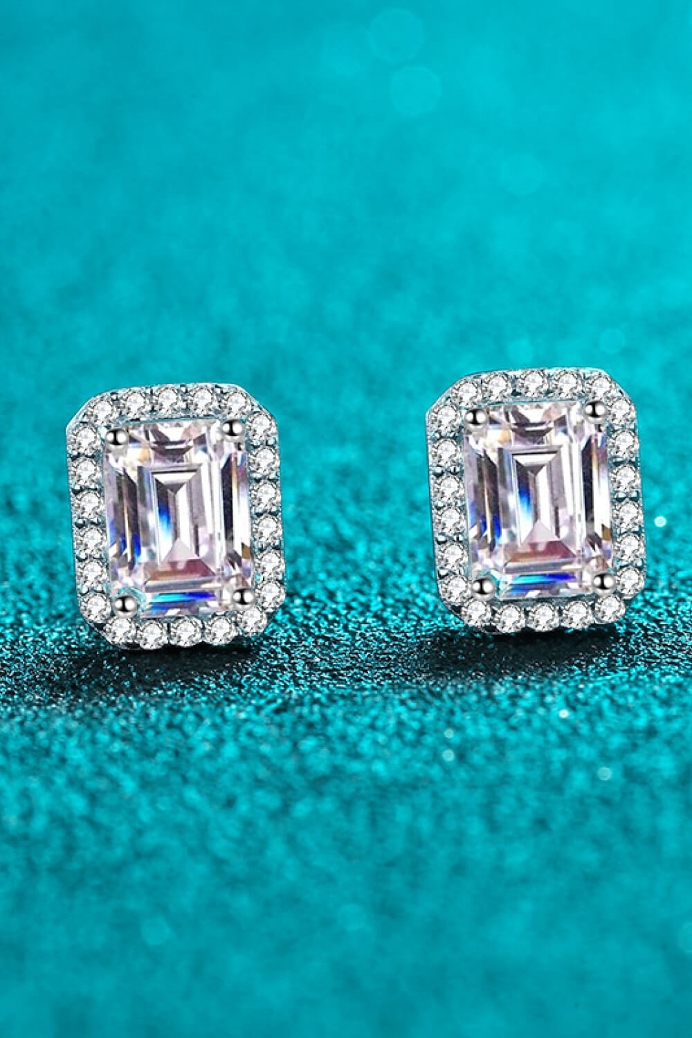 1 Carat Moissanite Rhodium-Plated Square Stud Earrings-Teresa&#39;s Fashionista LLC