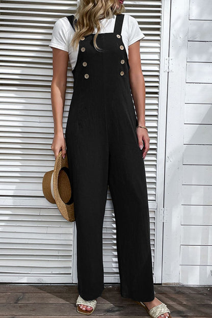 Light Up Your Life Buttoned Straight Leg Overalls-Teresa&#39;s Fashionista LLC