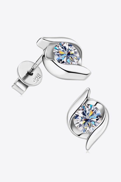 1 Carat Moissanite 925 Sterling Silver Stud Earrings-Teresa&#39;s Fashionista LLC