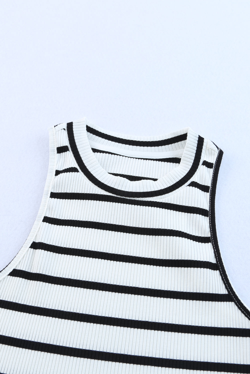 Striped Ribbed Round Neck Tank-Teresa&#39;s Fashionista LLC