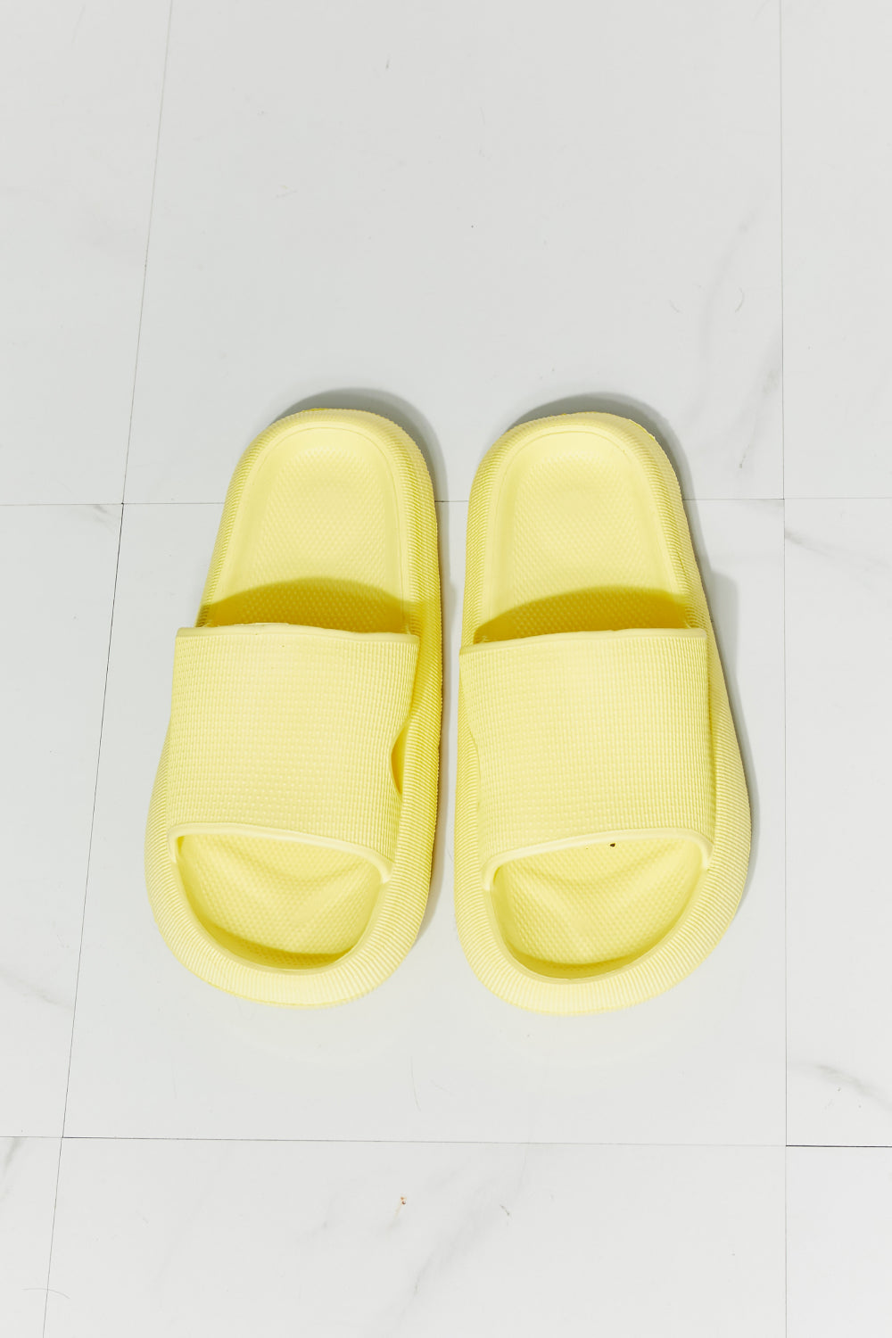 MMShoes Arms Around Me Open Toe Slide in Yellow-Teresa&#39;s Fashionista LLC