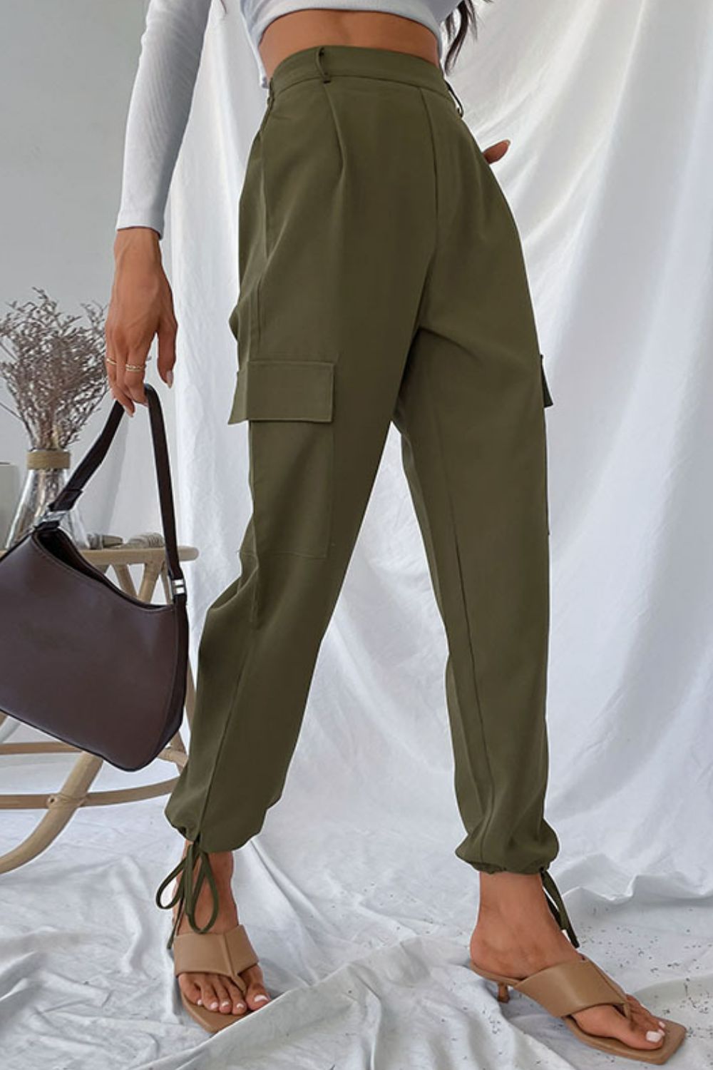 Drawstring Ankle Cargo Pants-Teresa&#39;s Fashionista LLC