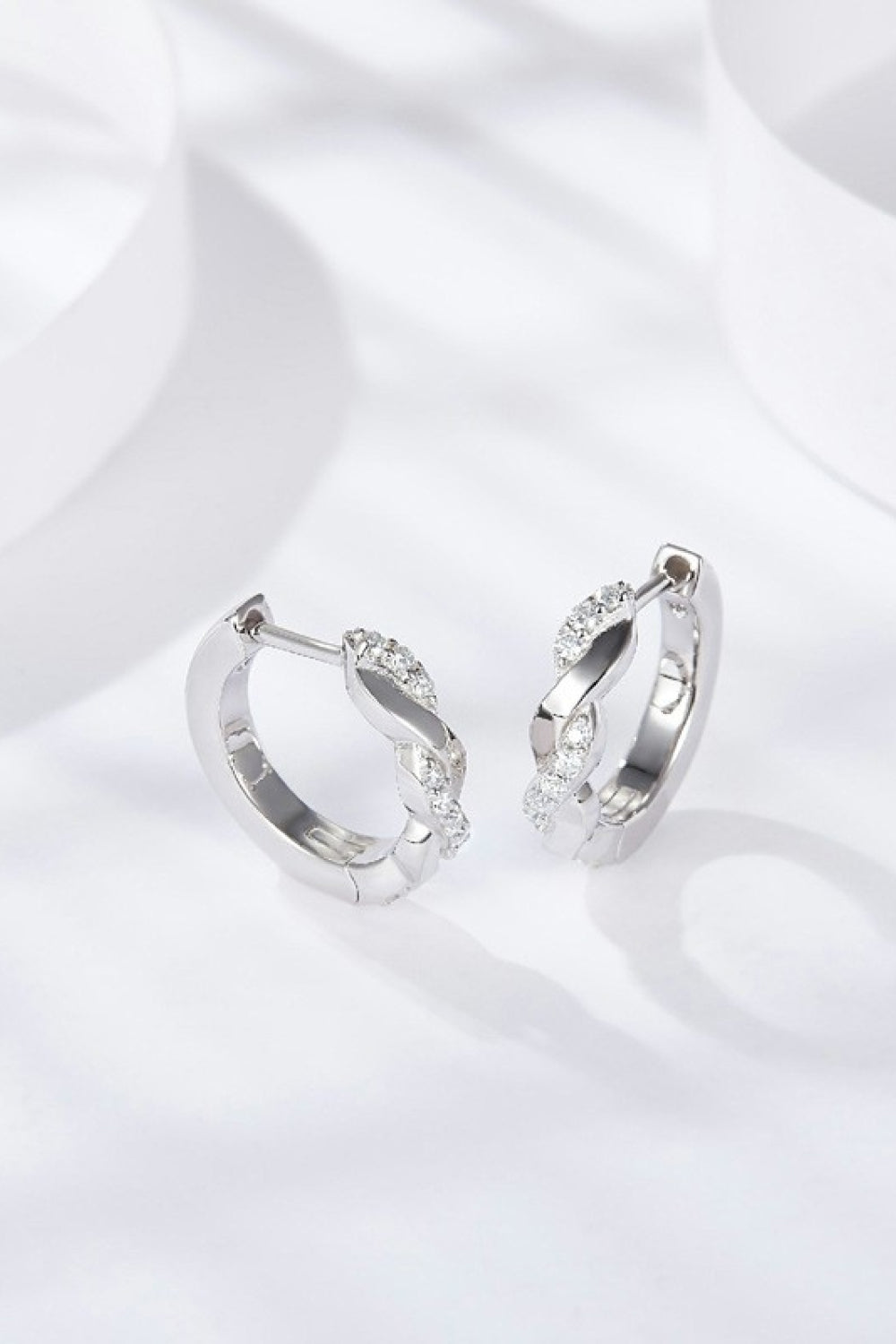 Moissanite Twisted Platinum-Plated Earrings-Teresa&#39;s Fashionista LLC