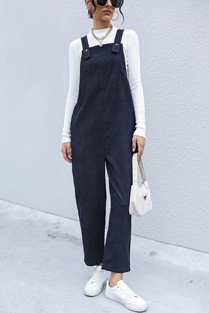 Button Detail Corduroy Overalls with Side Pockets-Teresa&#39;s Fashionista LLC