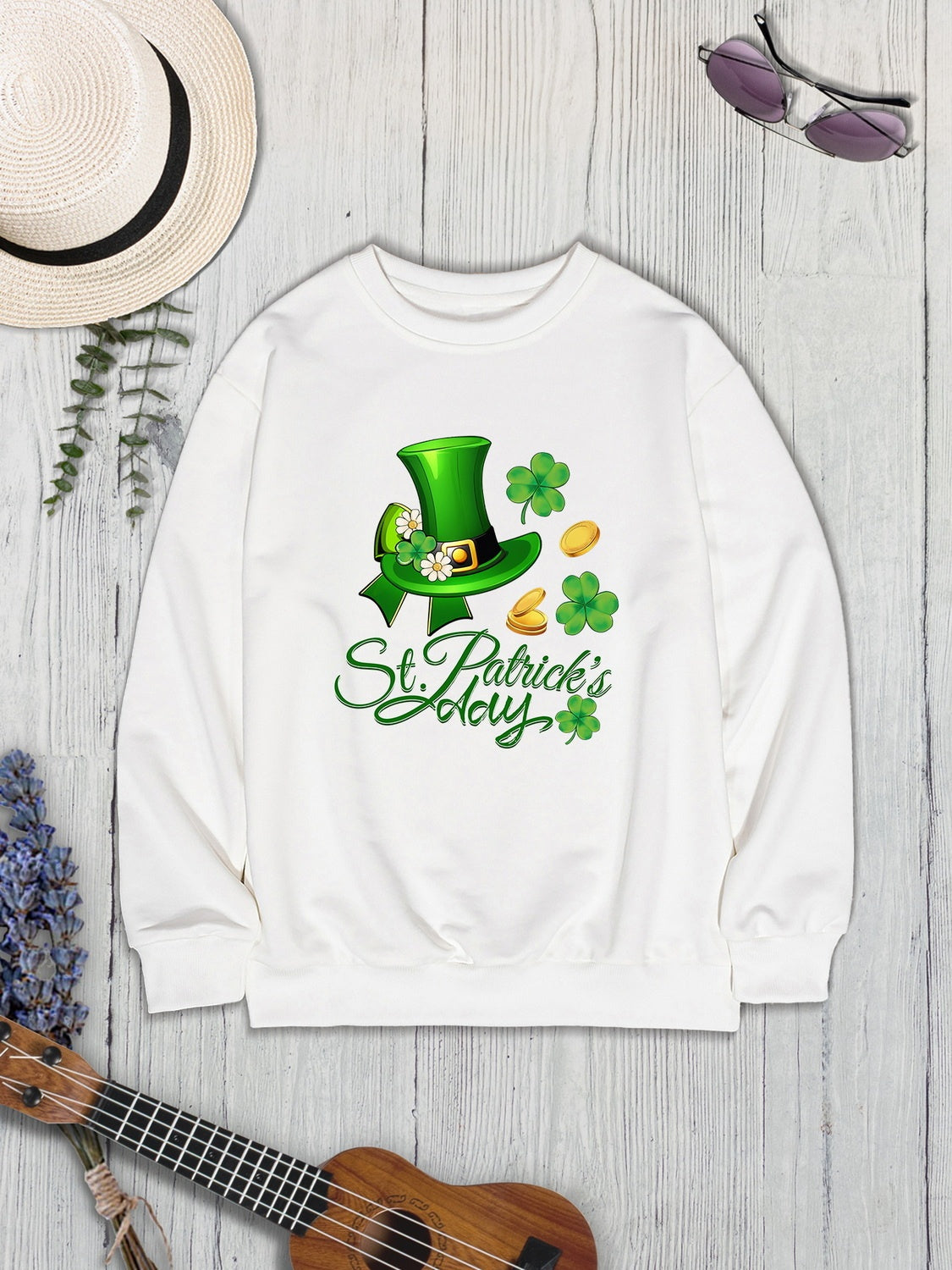 ST. PATRICK'S DAY Round Neck Sweatshirt-Teresa&#39;s Fashionista LLC