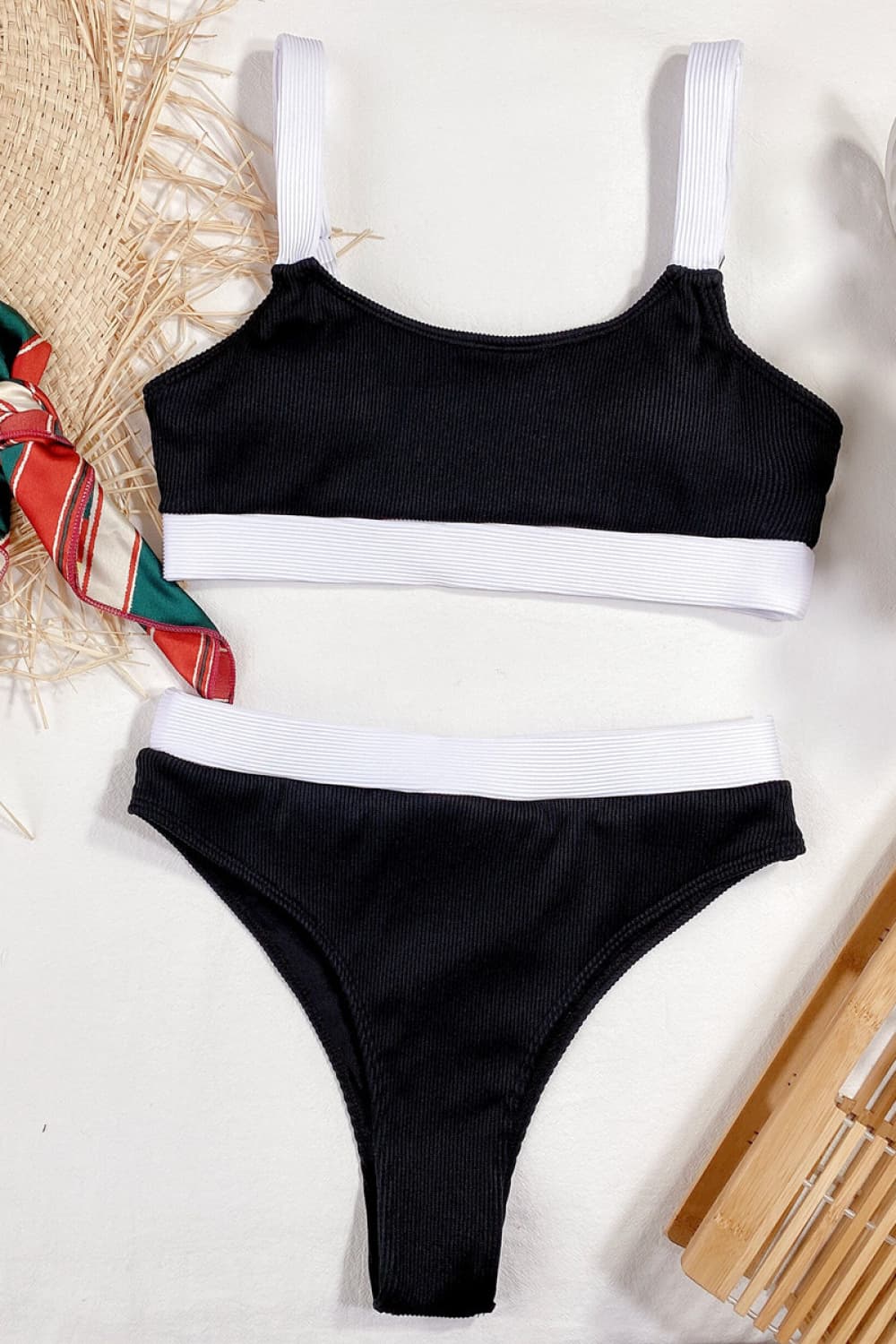 Color Block Scoop Neck Bikini Set-Teresa&#39;s Fashionista LLC