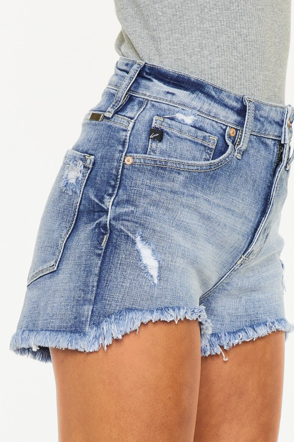 Kancan Distressed Raw Hem Denim Shorts-Teresa&#39;s Fashionista LLC