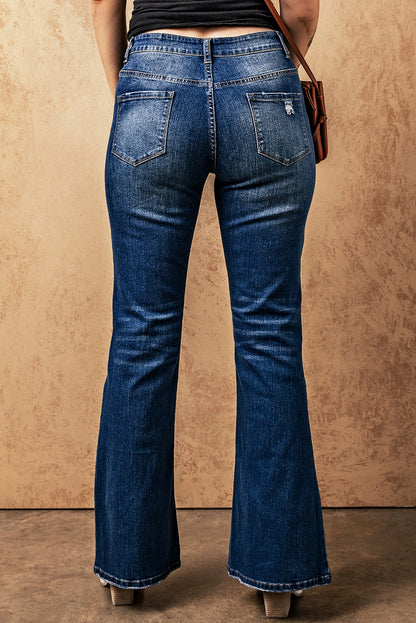 High Rise Flare Jeans with Pockets-Teresa&#39;s Fashionista LLC