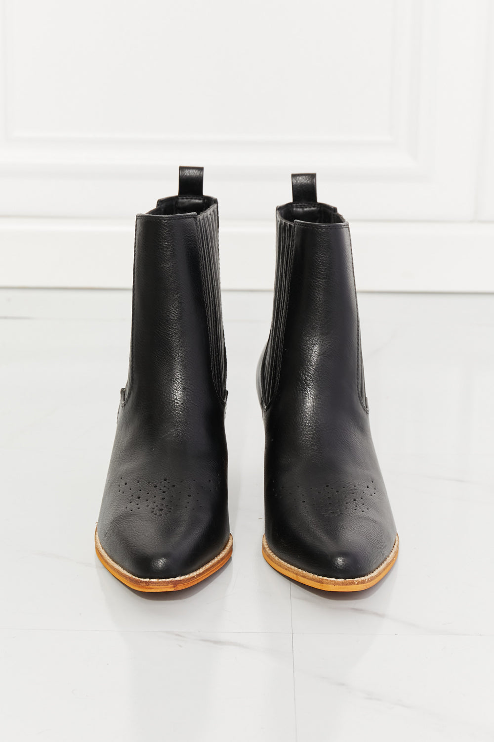 MMShoes Love the Journey Stacked Heel Chelsea Boot in Black-Teresa&#39;s Fashionista LLC