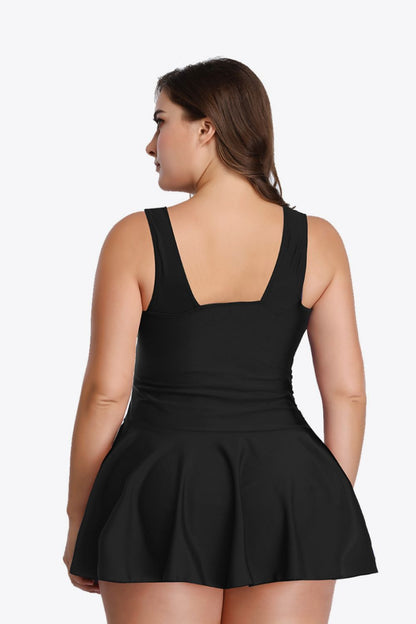 Plus Size Plunge Swim Dress-Teresa&#39;s Fashionista LLC