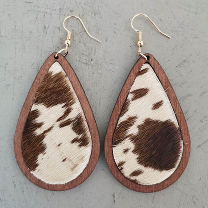 Teardrop Shape Wooden Dangle Earrings-Teresa&#39;s Fashionista LLC