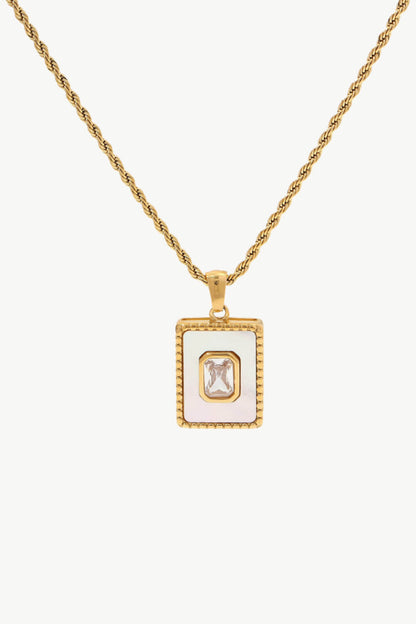 Square Pendant Twisted Chain Necklace-Teresa&#39;s Fashionista LLC