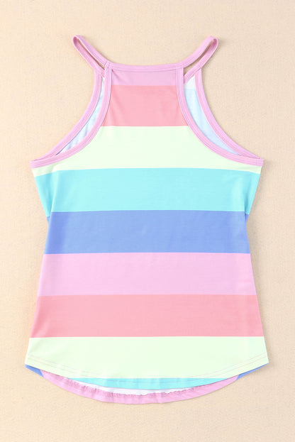 Striped Curved Hem Tank-Teresa&#39;s Fashionista LLC