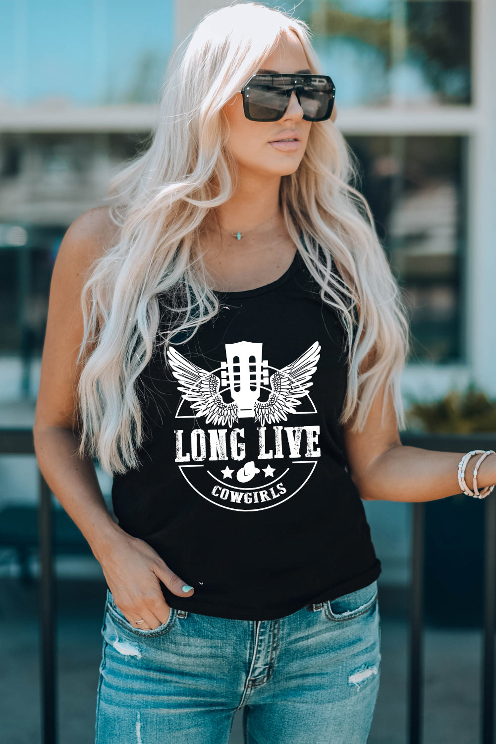 LONG LIVE COWGIRLS Graphic Tank-Teresa&#39;s Fashionista LLC