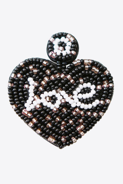 LOVE Beaded Heart Earrings-Teresa&#39;s Fashionista LLC