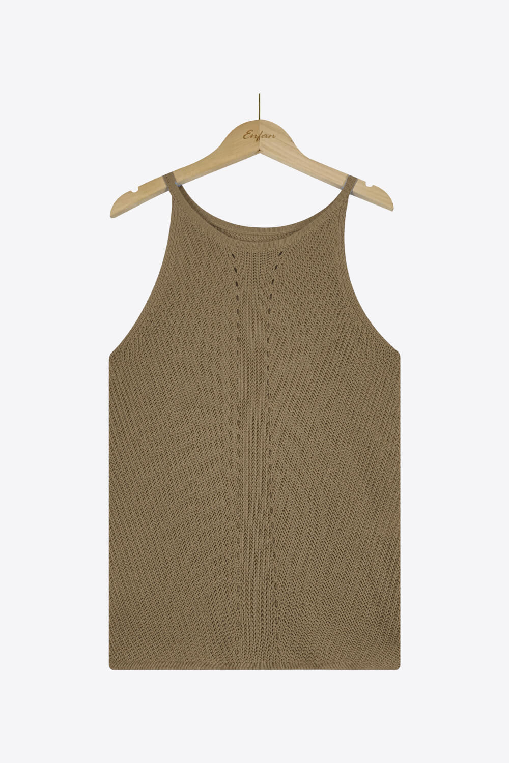 Openwork Grecian Neck Knit Tank Top-Teresa&#39;s Fashionista LLC