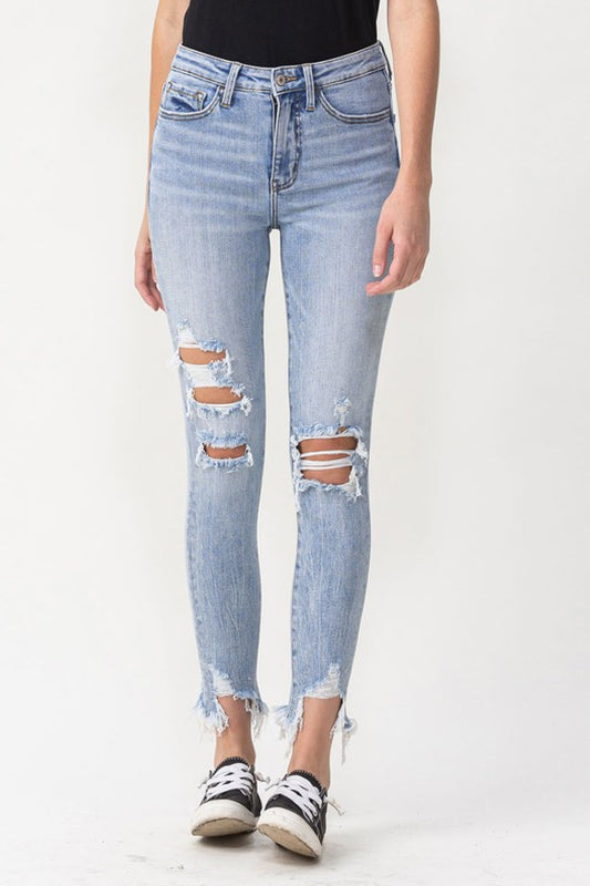 Lovervet Full Size Lauren Distressed High Rise Skinny Jeans-Teresa&#39;s Fashionista LLC