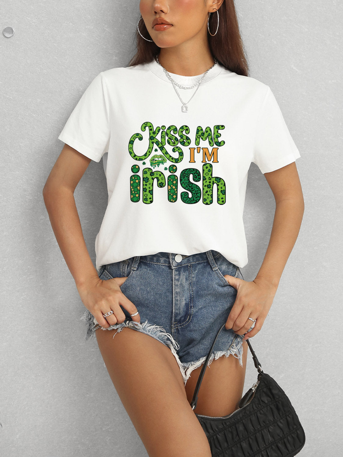 KISS ME I'M IRISH Round Neck T-Shirt-Teresa&#39;s Fashionista LLC