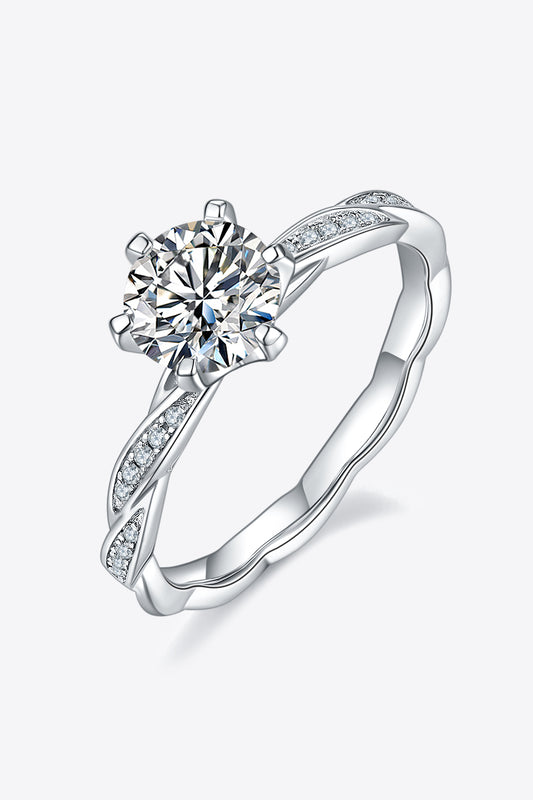 1 Carat Moissanite 925 Sterling Silver Ring-Teresa&#39;s Fashionista LLC