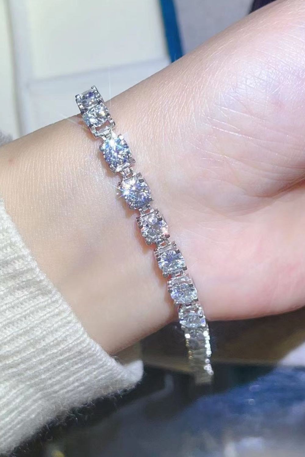 10 Carat Moissanite Platinum-Plated Bracelet-Teresa&#39;s Fashionista LLC