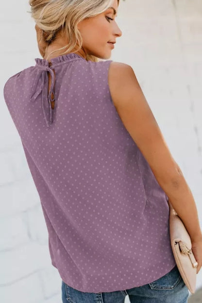 Smocked Tie Back Frill Trim Tank-Teresa&#39;s Fashionista LLC