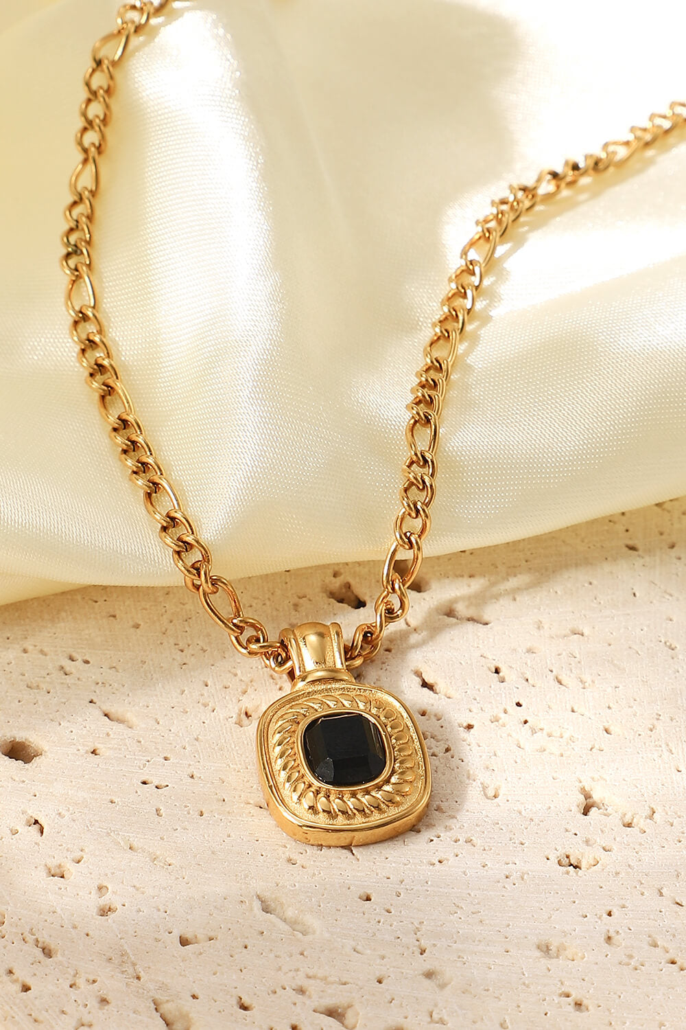 18K Gold Plated Inlaid Rhinestone Pendant Necklace-Teresa&#39;s Fashionista LLC