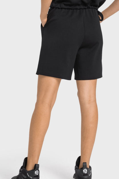 Drawstring Elastic Waist Sports Bermuda Shorts-Teresa&#39;s Fashionista LLC