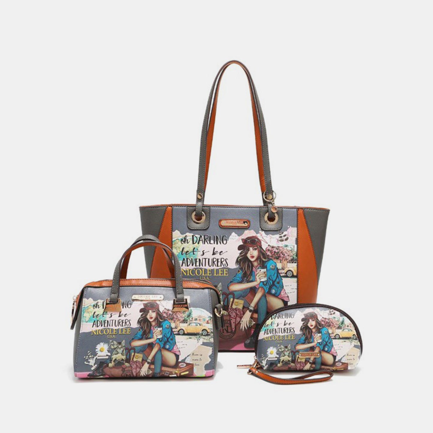 Nicole Lee USA JOURNEY OF STEPHANIE 3-Piece Handbag Set-Teresa&#39;s Fashionista LLC